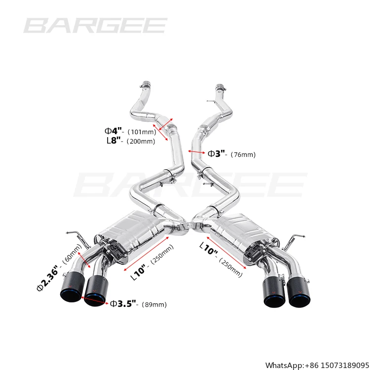 

3" Bargee 304 Stainless Steel Dual Valvetronic for XM Series F85/F86 2015~2019 X5M/X6M S63 4.4T EXHAUST CATBACK
