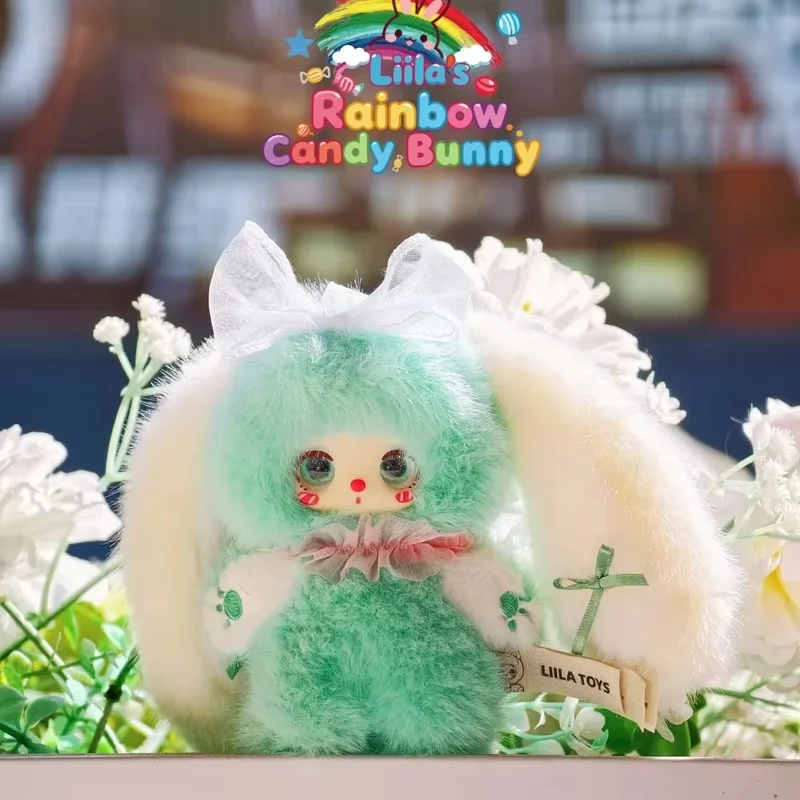 

new liila mini Rainbow Candy Rabbit Blind Box Cute Fluffy Plush Doll Keychain Pendant child girl birthday Gift toys genuine