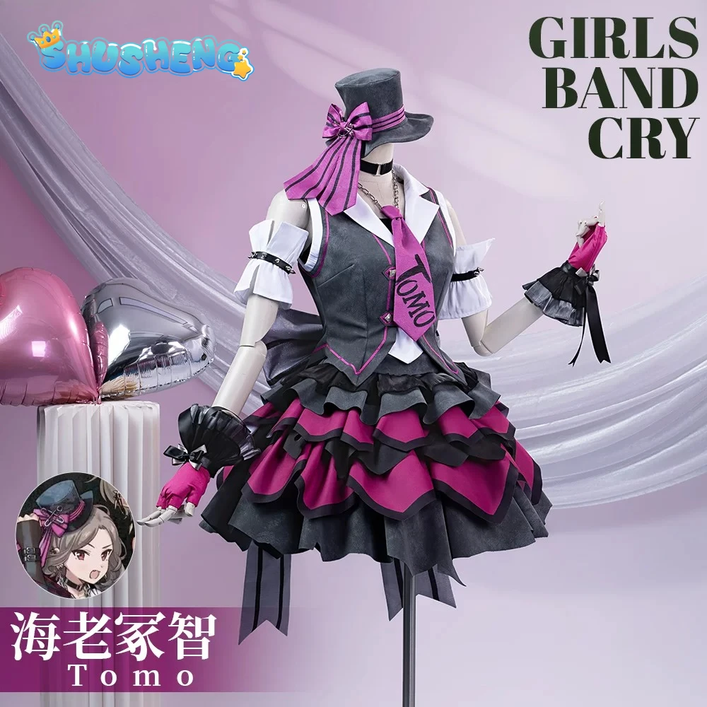 

New Ebizuka Tomo Anime GIRLS BAND CRY Cosplay Costume Sweet Lolita Dress Hat Gloves Socks Halloween Party Women's Dress