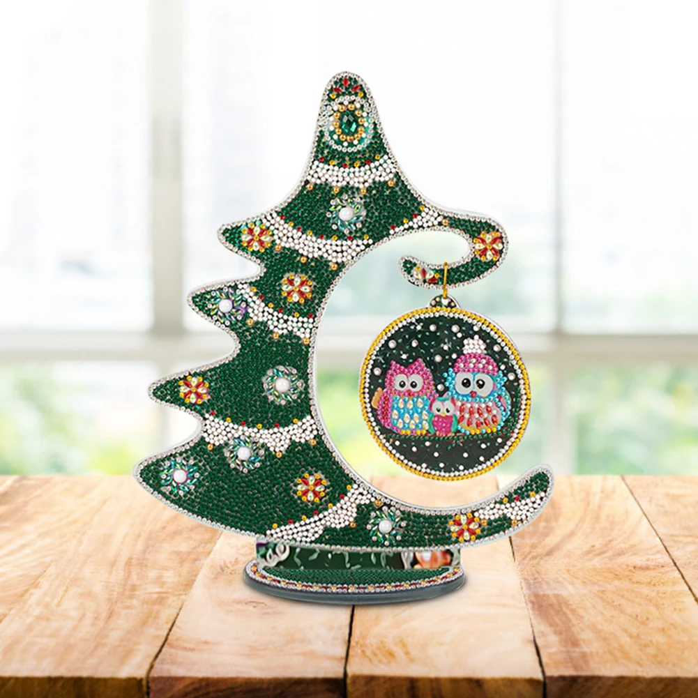 

5D Diamonds Mosaic Ornament Handmade DIY Diamonds Painting Rhinestone Ornament Art Crafts 24x30cm Christmas Tree Home Decoration