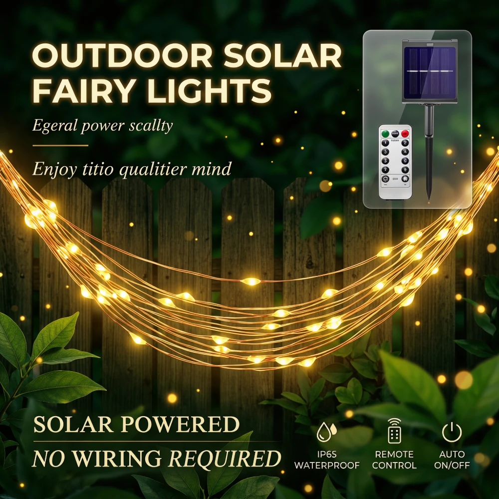 

IR LED Outdoor Solar String Light IP65 with 8mode Remote Control for Holiday Wedding Christmas Party Garland Solar Garden Light