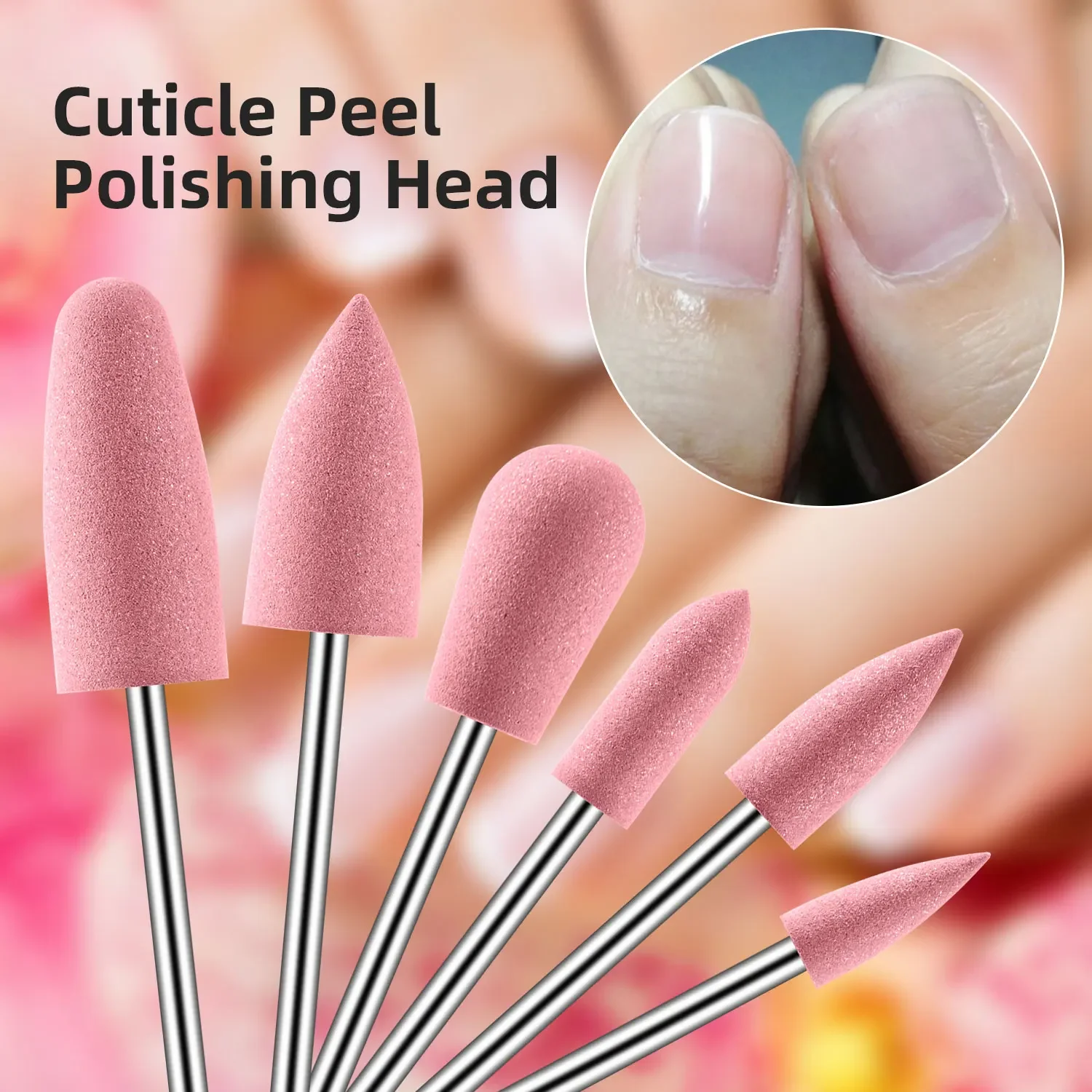 6pcs silicone Nail Drill Bit Rubber Manicure Drills Milling Cutter For Nails Remove Cuticle Gel Polish