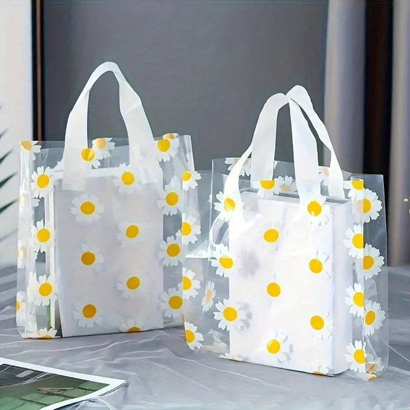 10pcs Vibrant Daisy Themed Gift Bags – Stain & Water Resistant Versatile Ideal for Packaging Cosmetics Clothes & Parties Supply