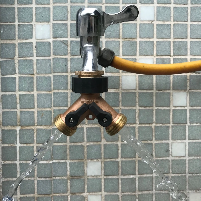 1PCSBall Valve Garden Double-way Ball Valve Three-way Valve Brass Faucet Diverter Water Pipe Y-shaped Ball