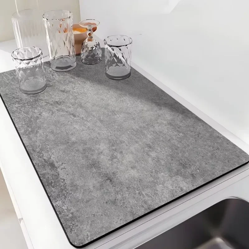 Kitchen Countertop Drain Pad Diatomaceous Earth Absorbent Tableware Bowls Plates Meal Mats Stove Sink Tabletop Waterproof Pads