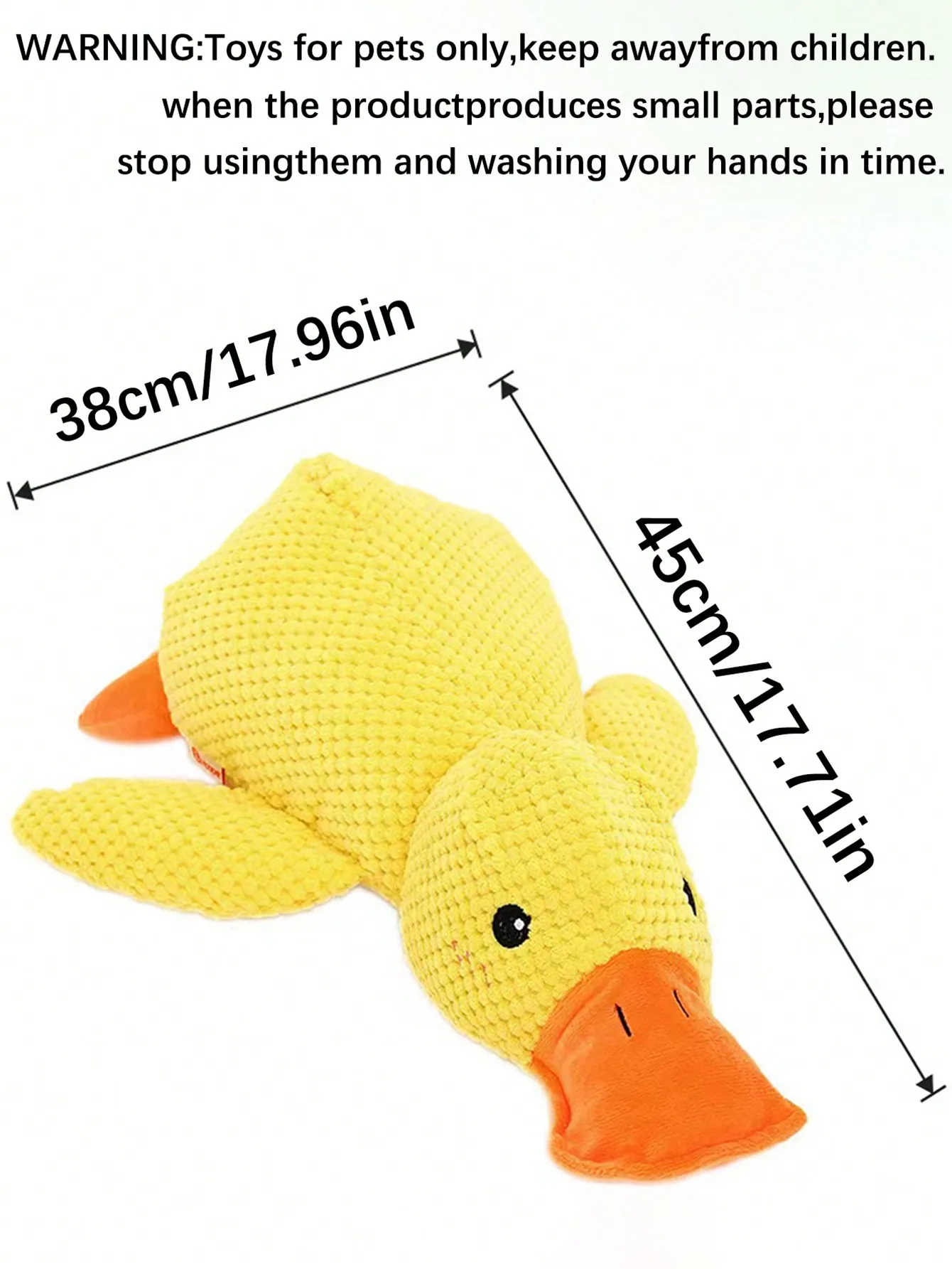 large, yellow, large duck pet stuffed toy that squashes and plays with the dog can be used as a pillow for pets only