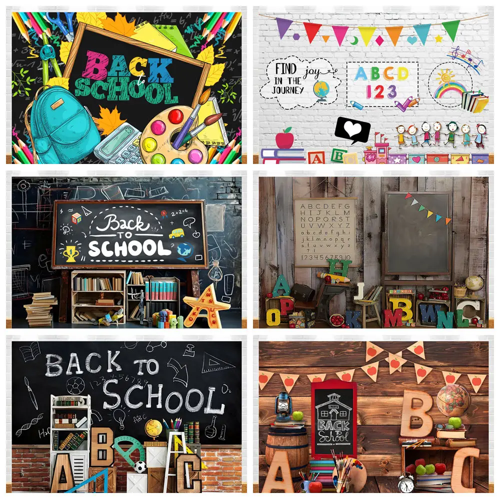 

Back to School Poster Backdrop for Photography KindergartenKids Cake Smash Backgrounds Paint Brush Photo Studio Props
