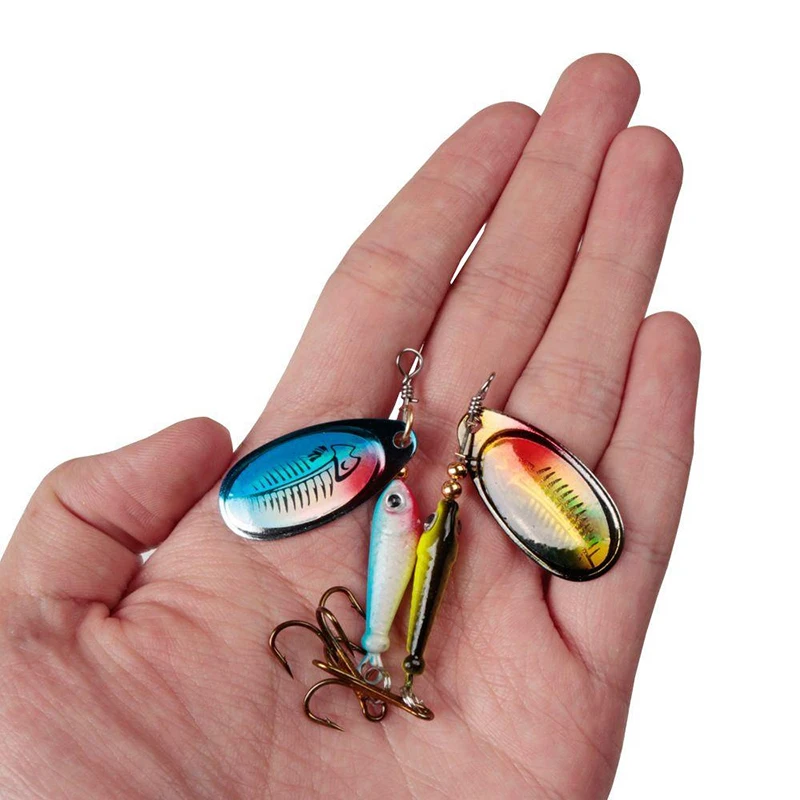 1PC Rotating Metal Spinner Fishing Lures 9.1g 7cm Pike Treble Hook Tackle Accessories Artificial Hard Baits Rotating Sequin Hand image 2