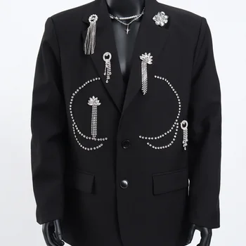 Veste Blazer Homme à Paillettes Et Imprimé Floral - Tailles M à 3XL - Neuf Avec étiquettes