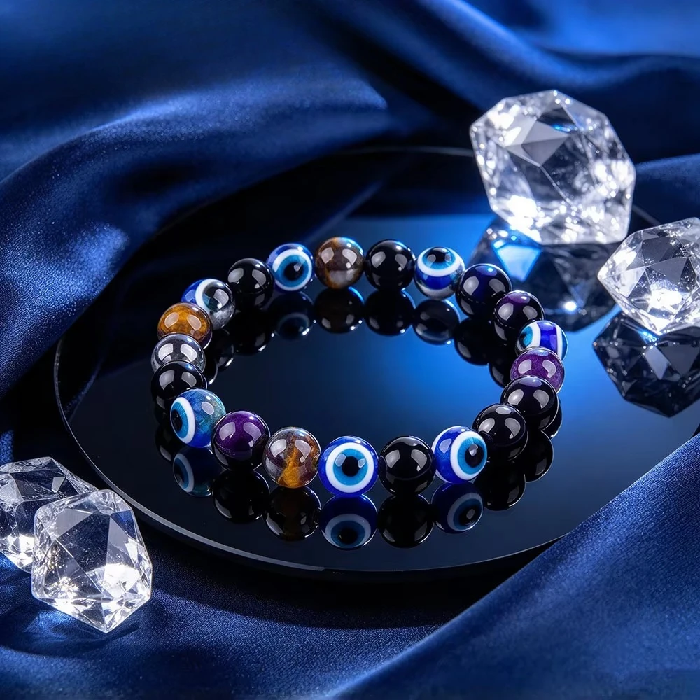 Exquisite natural stone bracelet - Bestows wealth and protects health. Obsidian tiger eye bracelet for both men and women.
