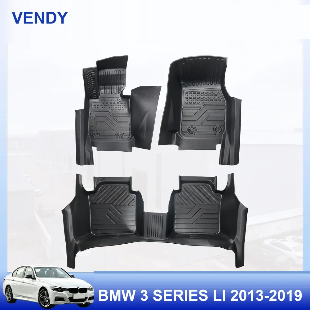 TPE Car Floor Mats Custom Fit for BMW 3 Series Li 2013-2019 Left Hand Drive Full Set All Weather Waterproof Easy to Clean