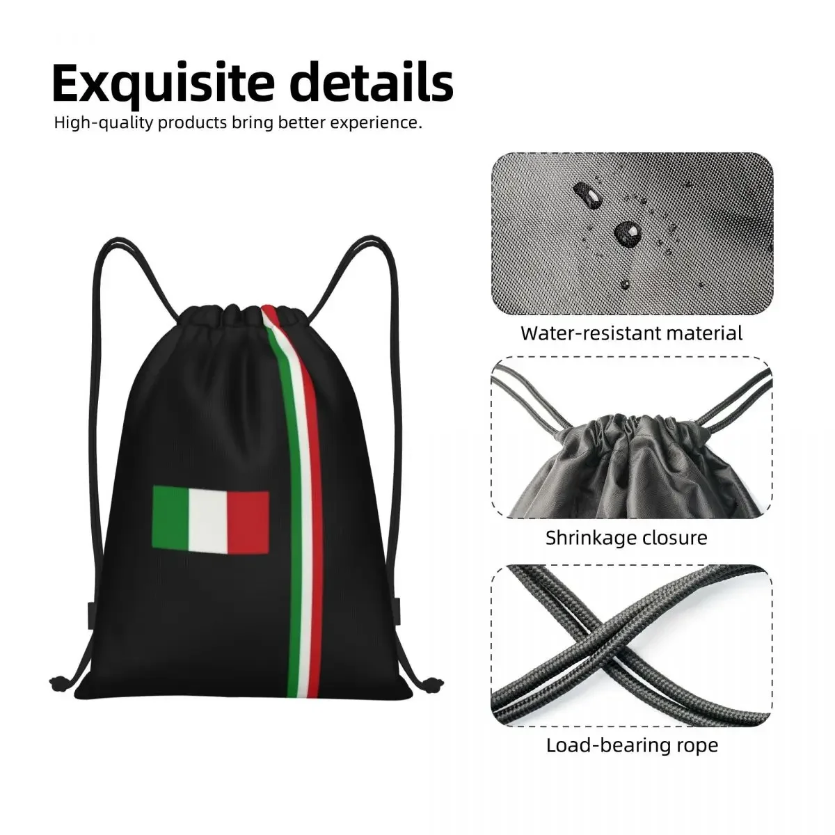 Mochila personalizada con cordón y bandera de Italia para hombre y mujer, bolsa deportiva para gimnasio, saco de compras del orgullo italiano