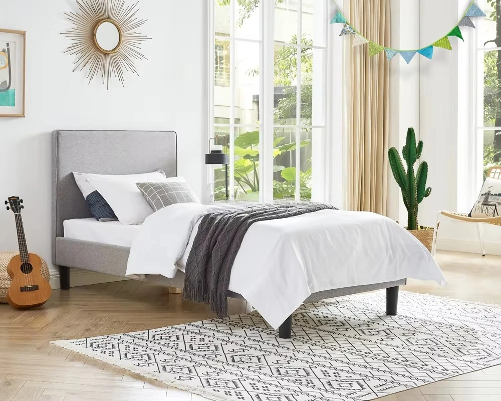 اللوح الأمامي من القماش بإطار خشبي منجد للأطفال، سرير منزلي، فندق للأطفال