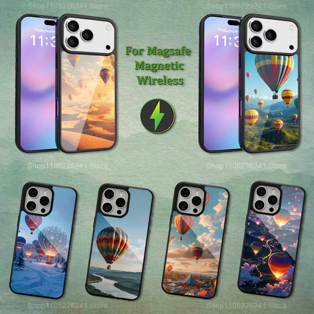 

Sky Art Hot Air Balloon For iPhone 12,14,11,15,13,16,17,For Magsafe,Plus,Mini, Pro,Max,Magnetic Wireless Charging Case