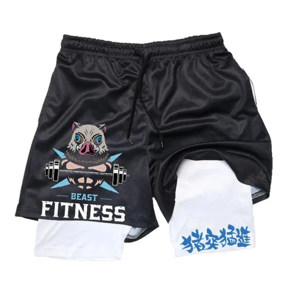 shorts-esportivos-unissex-demon-slayer-hashibira-inosuke-estampado-anime-2026-verao-solto-respiravel-secagem-rapida-camada-dupla