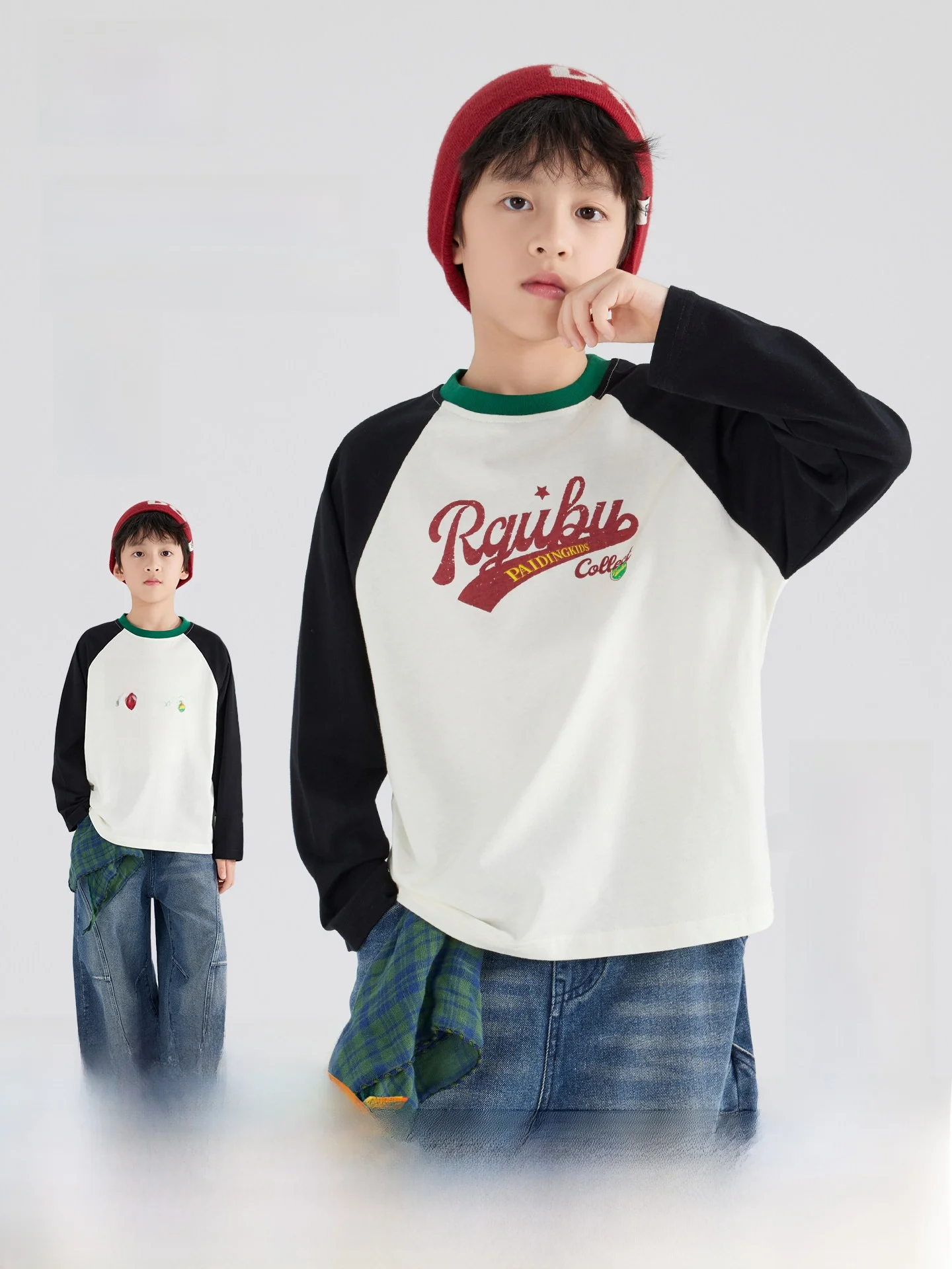 Pure Cotton Long Sleeve Children's T-shirt Boys Base Layer Sporty Contrast Color Autumn New Arrival Kids Fashion Casual Wear