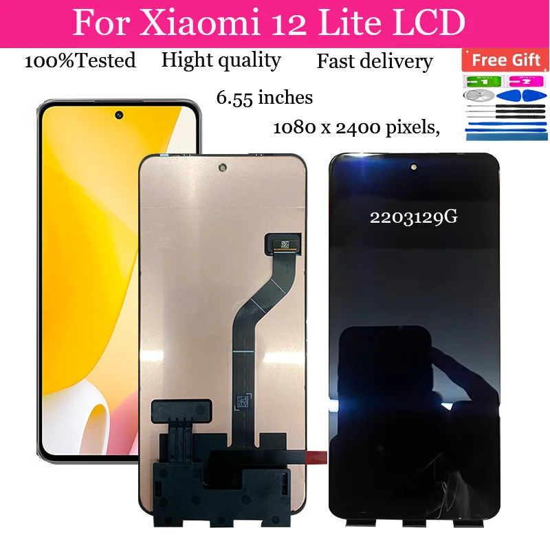 

6.55" Super Amoled For Xiaomi 12 Lite lcd Display Touch Screen Digitizer Assembly for Mi12 Lite 2203129G display