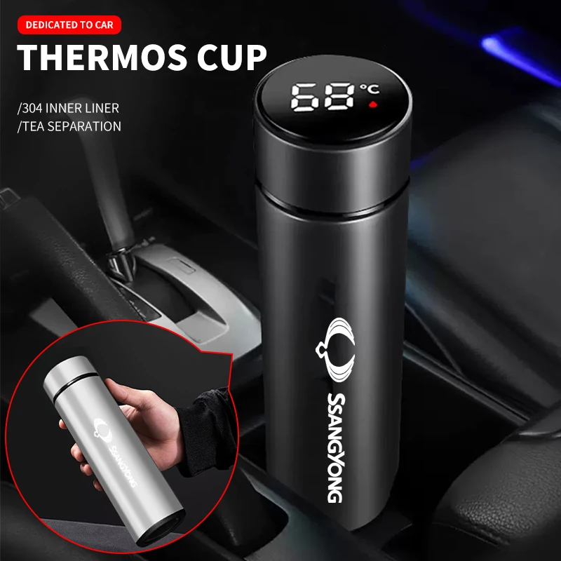 

Smart Insulation Cup Car Thermos Mug Water Bottle Auto Accessories For Ssangyong korando rexton kyron tivoli actyon mussorodius
