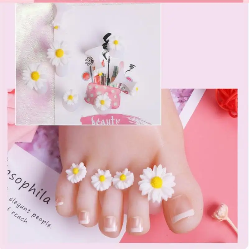 Divisore per dita in Silicone per Manicure giapponese divisore per dita Daisy Purple Flower Drop Pearl Manicure Toe Separator