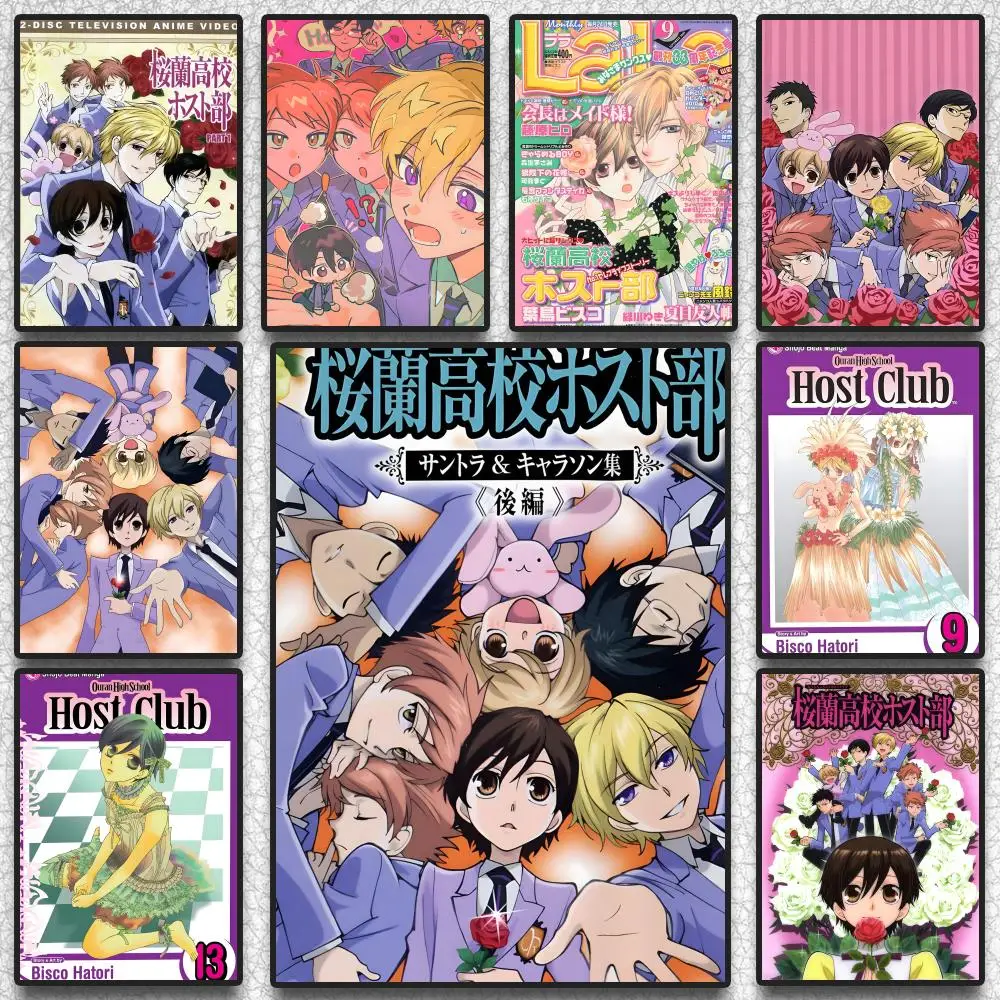O-Ouran High School Host Club Poster, selbstklebender Wandkunstdruck, wasserfest, für Zuhause, Wohnzimmer, Schlafzimmer, ästhetische Dekoration