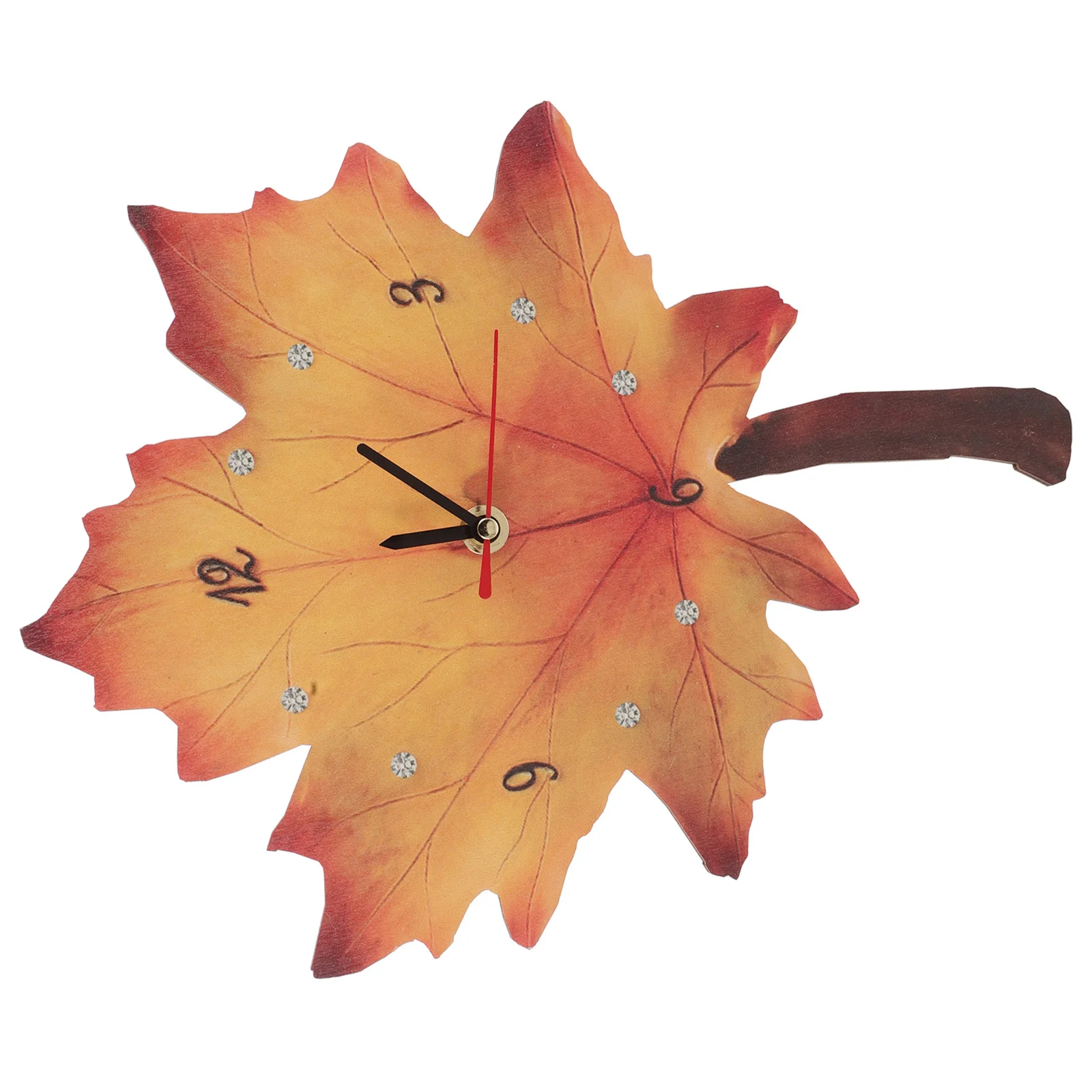 

1Set Maple Leaf Wall Clock Yellow Elegant Decorative Household Hanging Clock Home Wall Decor for Hallway Restaurant