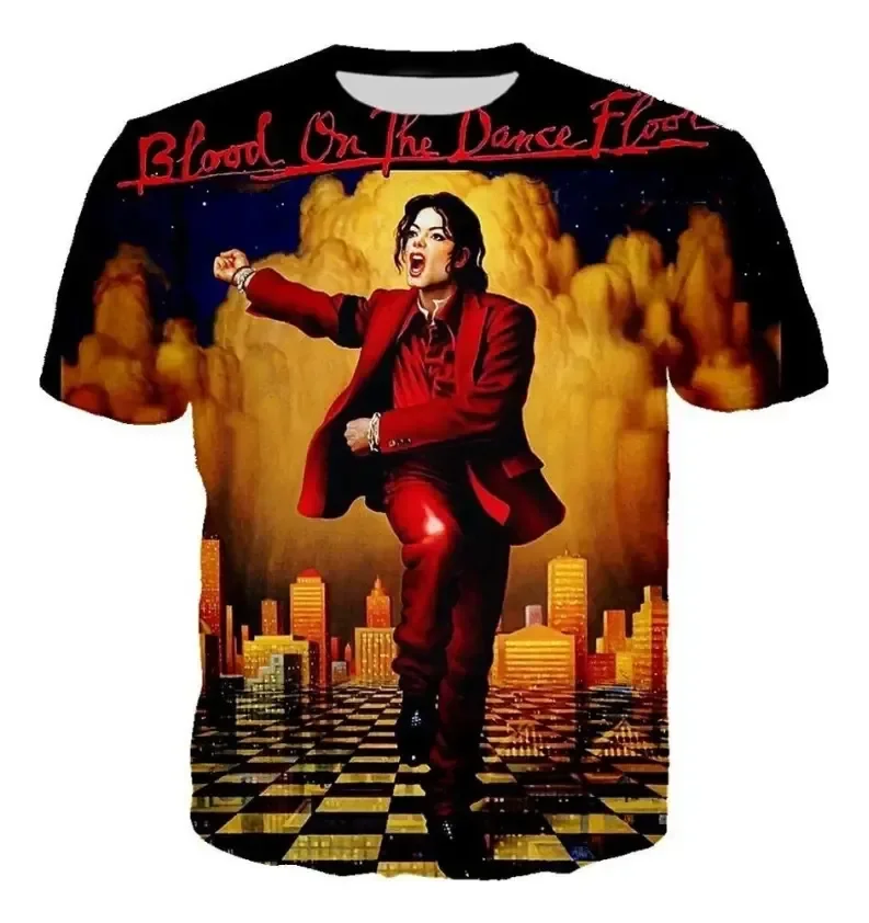 Men's Michael Jackson 3D Print Graphic T‑Shirt, Crew Neck Short Sleeve Pop Star Music Legend Casual Fan Tee Top