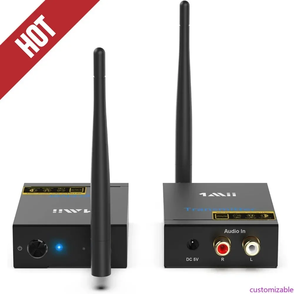 

Customizable-2.4Ghz Wireless Audio Transmitter Receiver For TV, 320ft Long Range 20ms Low Delay HiFi Audio, Wireless Adapter Kit