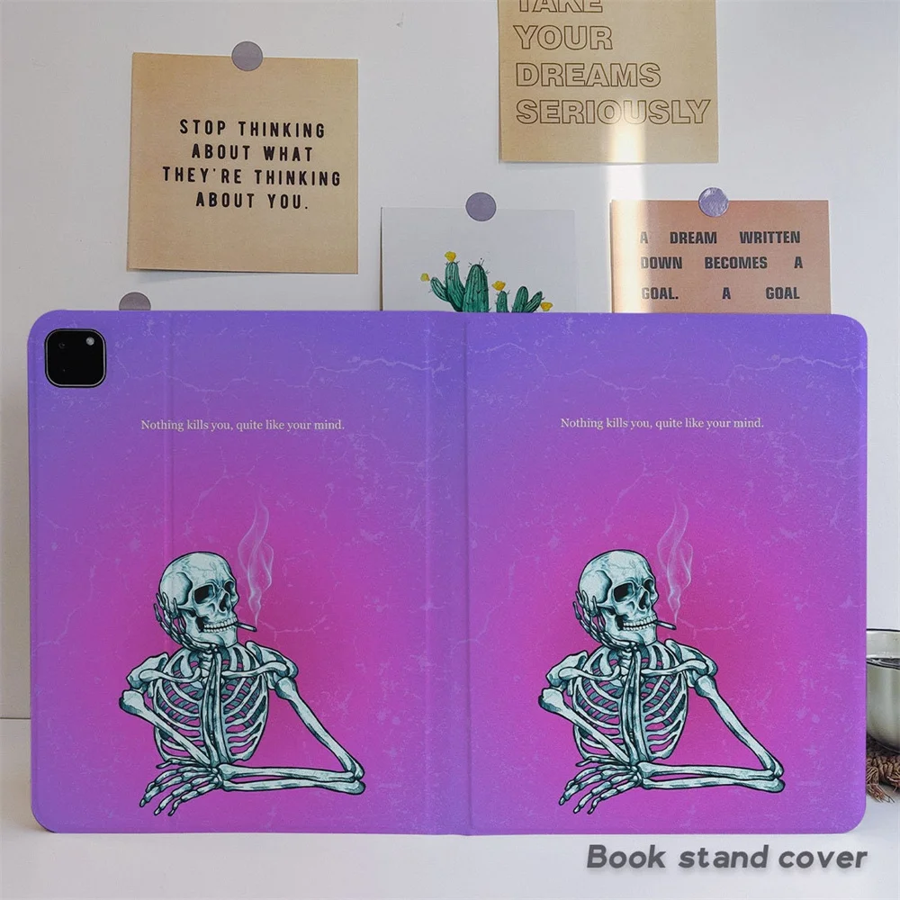 Purple Skull With Pencil Holder Funda Case for iPad Air 5th 4th 10.9 iPad Pro 11 10.2 8 9th Air3 pro10.5 10th 2022 Silicone Case