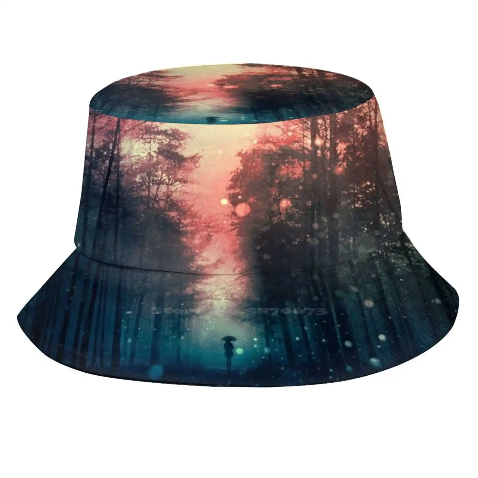 Magical Forest Ii Outdoor Sun Fishing Panama Hats Landscape Scenery Fine Art Popular New Colorful Cool Sky Stars Night Nature