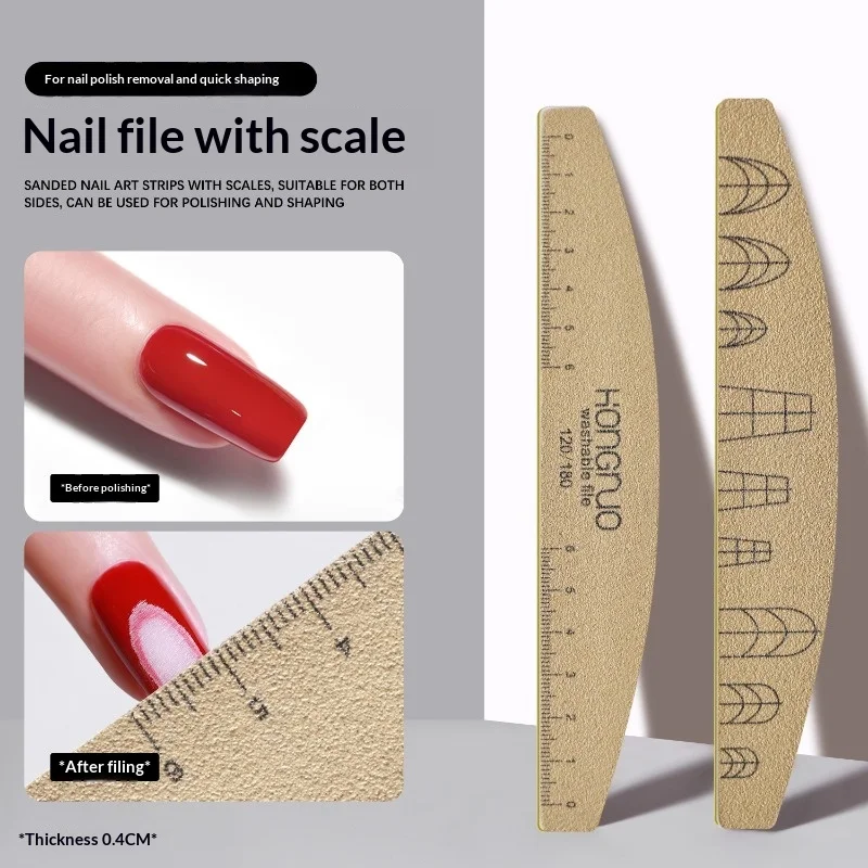 2/5pcs Set Washable Ruler Nail File Set with Scale 120/180 Grit Double-Sided Sanding Nail File Durable Nail Sanding Bar Tools