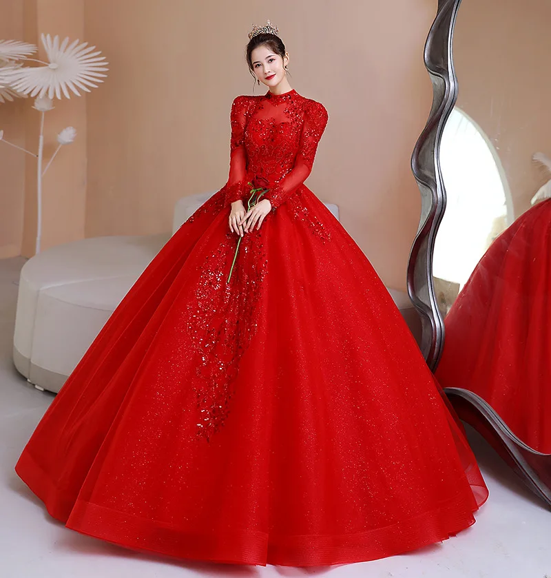 Main Wedding Dress Bride Chinese Retro Heavy Industry Luxury Premium Red Style Pettiskirt