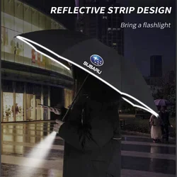 For Subaru STI Brz Ascent Forester Impreza Legacy Outback WRX XV Car Led Light Automatic Folding Windproof Sunshade Umbrella