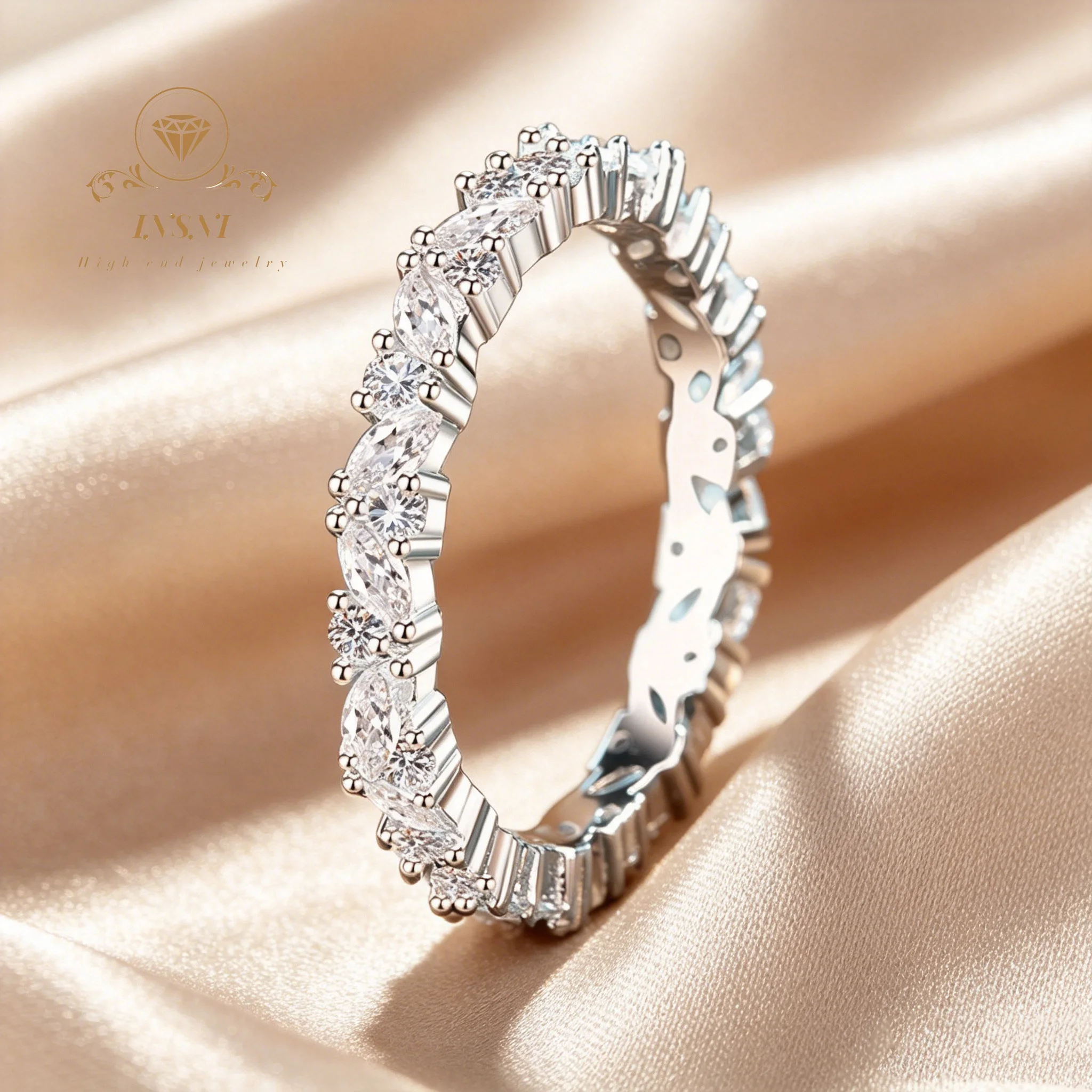 S925 sterling silver moissanite ring women's fashion personality light luxury French ring ins gypsy affordable light luxury gift