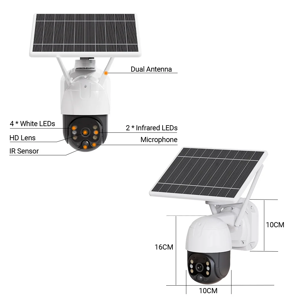 Imagem -03 - Câmera Ptz sem Fio Solar Exterior Impermeável Detecção Humana Visão Noturna Colorida Fonte de Luz Inteligente Dupla 3mp