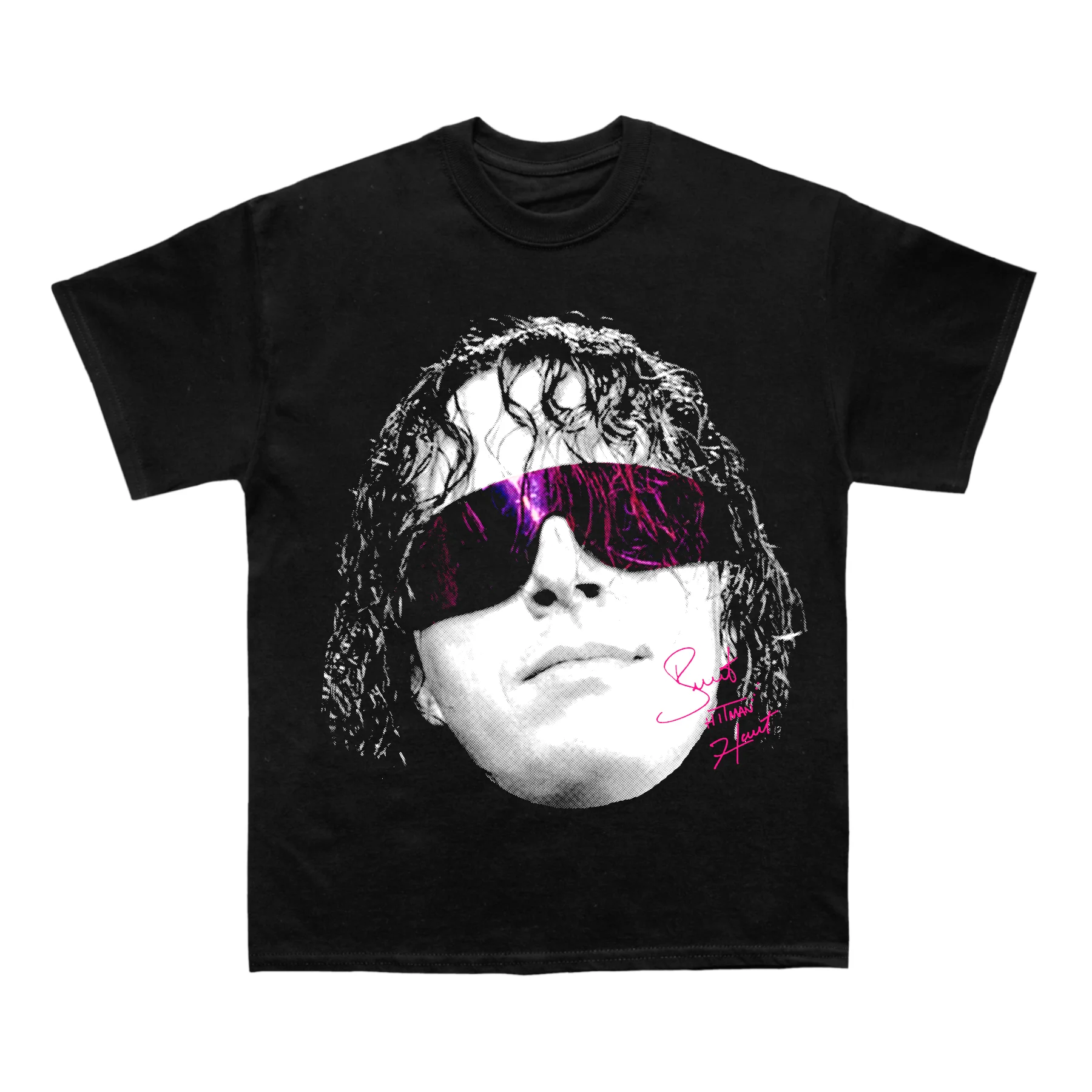 Camiseta con Gráfico de Bret Hart Hitman con Gafas de Sol, Estilo Retro de Lucha Libre, Camiseta de Algodón de Manga Corta Oversize para Hombre y Mujer