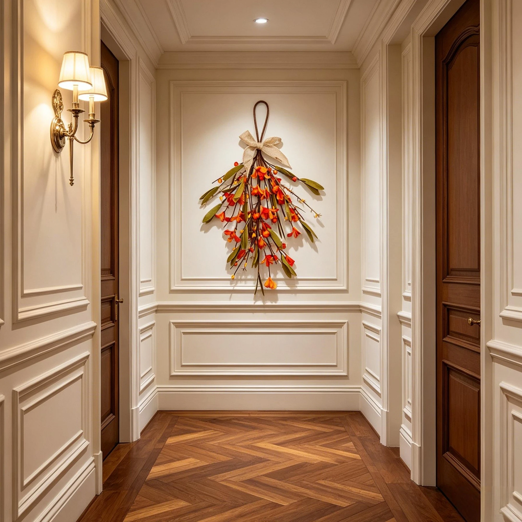 Thanksgiving Teardrop Swag Hanging Artificial Flowers Mini Pumpkins Fall Wreaths for Front Door Wall Decoration