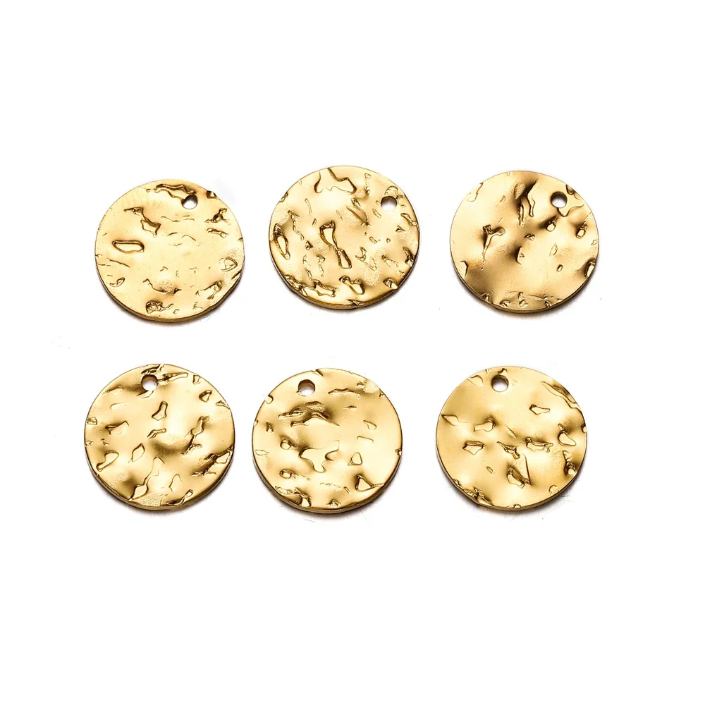 20-50pcs/lot Stainless Steel Round Wrinkle Charms Gold Color Pendant Accessories For DIY Necklace Bracelet Jewelry Making image 3