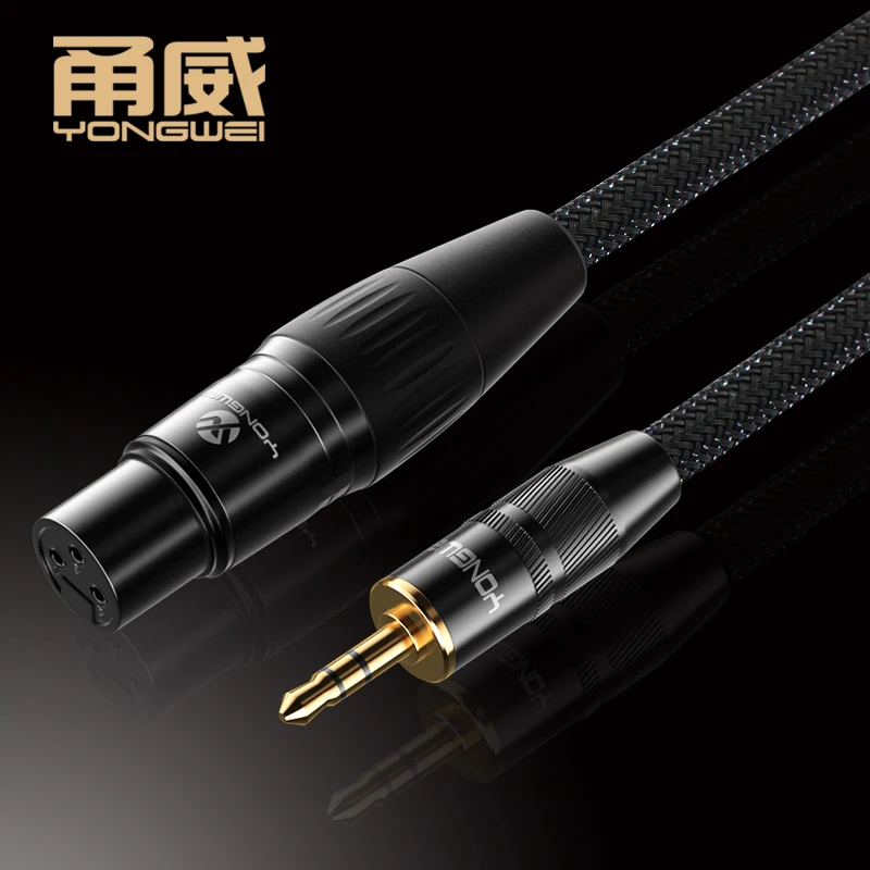 YONGWEI-Cable 3.5mm a XLR de alta gama, Conector estéreo 6N para amplificador de altavoz, mezclador, 3 pines, hembra a 3.5 macho