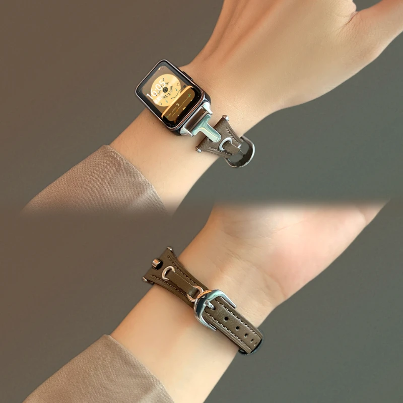 

Leather Strap for Xiaomi band 9 Correa Bracelet Watchband For Xiaomi band 8 Woman Man Belt Sport Wristband