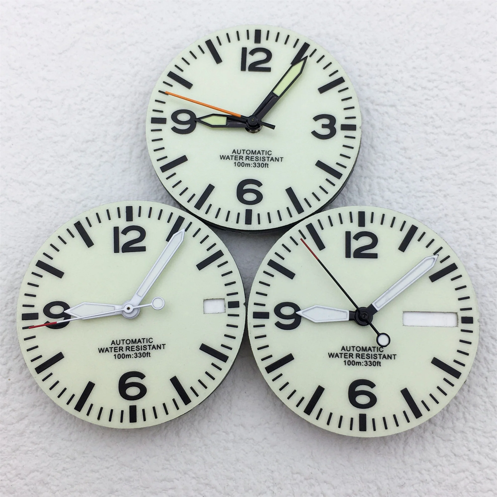 29mm dial Black White Dial With Hands Full Luminous Dial Fit NH34 NH35 NH36 Movement Green Luminous Watch parts