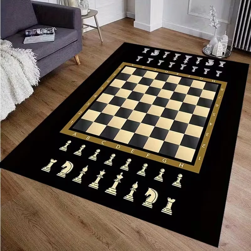 Intelligence Game Chess Inspired Decor Carpet Rug King Queen Rook Bishop Knight Pawn Cozy Living Room Floor Mat Area Rug