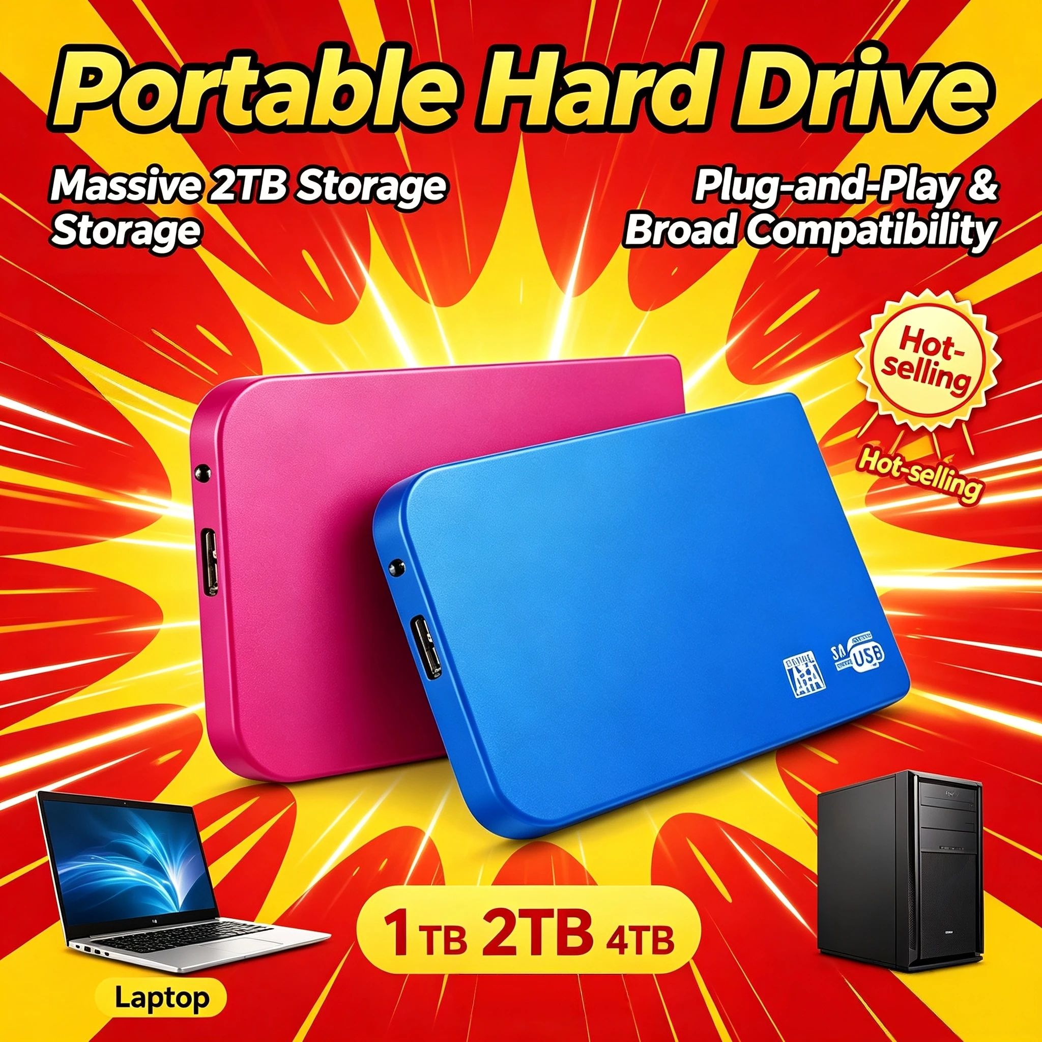 NEW 1TB Portable External SSD USB 30 Fast Data Transfer Massive Storage Hard Drive For Desktop PC Laptop Mac Supreme Pro Use