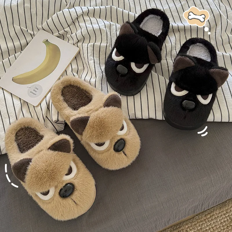 شتاء دافئ الرجال النساء القطن مضحك النعال لطيف الكرتون الكلب أحذية دافئة وغير زلة نعال من القطن للنساء لارتدائها في الخارج #4