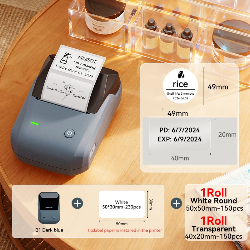 NIIMBOT B1 draagbare thermische printer met tapes 2-inch zelfklevende labelprinter Mini Bluetooth Sticker Maker Ondersteuning smartphones PC