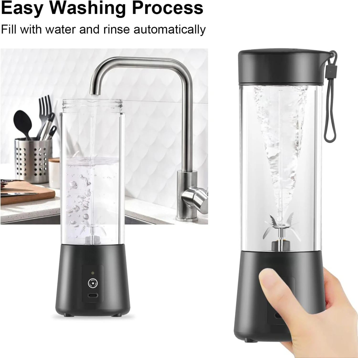 High-Speed USB Rechargeable Portable Personal Blender with Powerful 4000mAh Battery - Perfect for Making On-The-Go Protein Shake