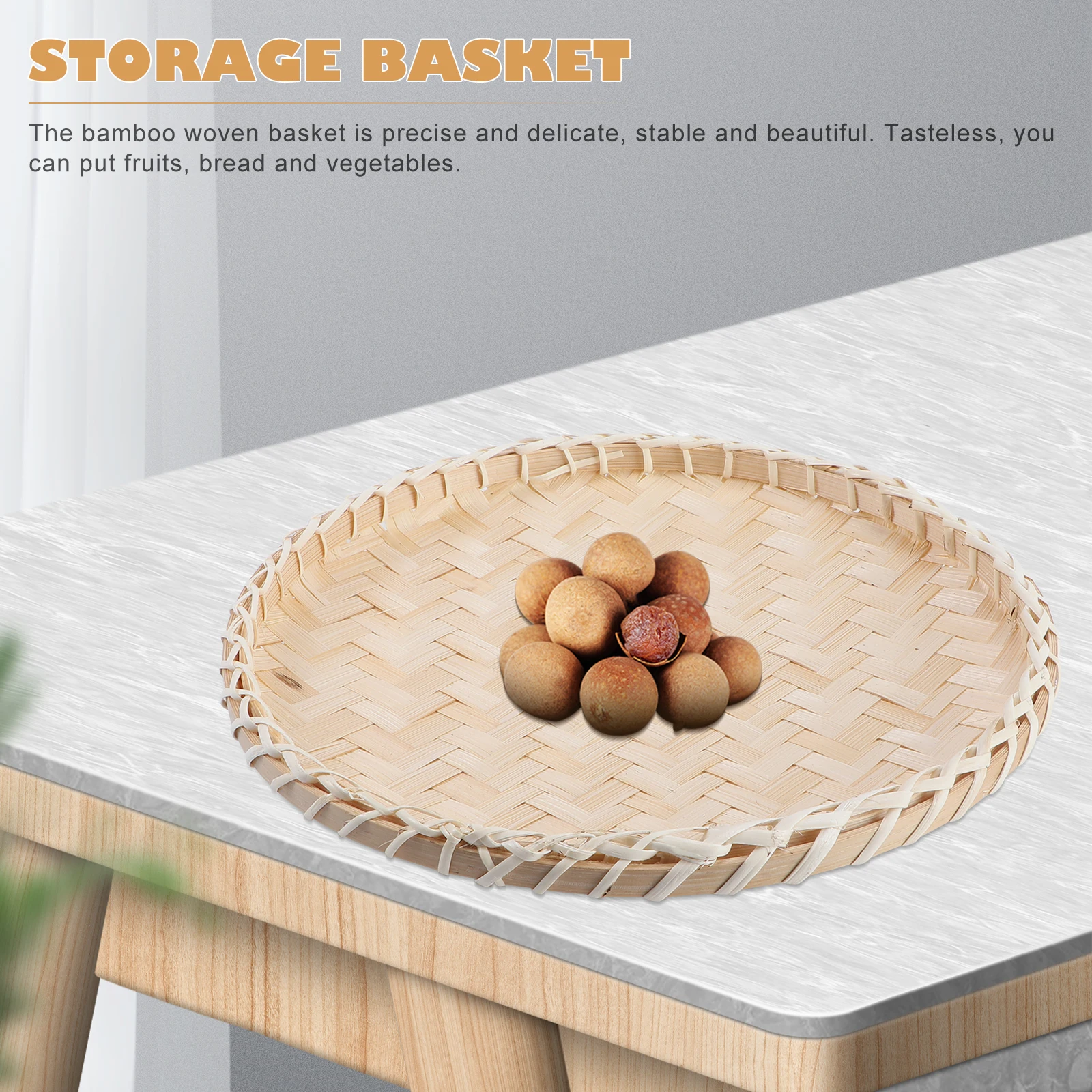 

Bamboo Basket Storage Container Rustic Kitchen Decorative ganizer Food Bread Baskets Storage Basket Weave Sundries