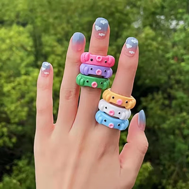 

Cartoon Animals Rings Sets for Women Cute Smile Frog Bear Octopus BFF Friendship Finger Ring Couple Ring Fashion Jewelry Set