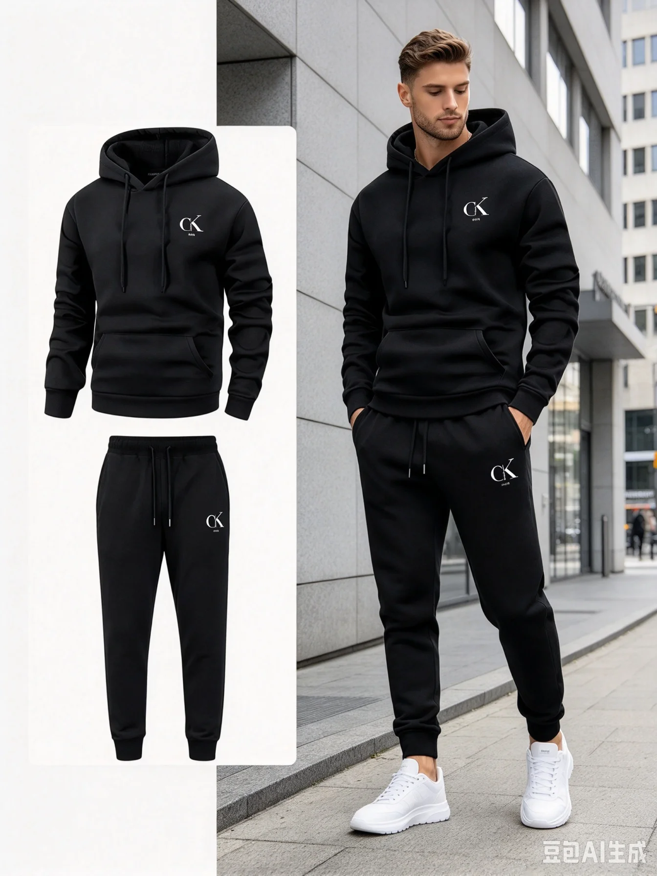 Conjunto de Sudadera con Capucha y Pantalones Deportivos para Hombre 2026 - Ropa Casual Gris para Estar en Casa con Bolsillos, Capucha con Cordón y Cintura Acanalada - Comodidad para Cada Estación