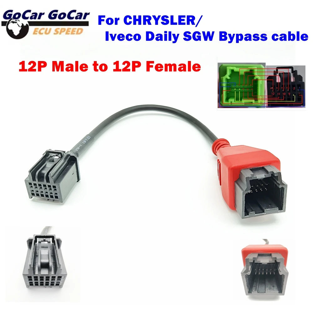 NEW OBD2 12pin to 12pin Connection Adapter For CHRYSLER/lveco Daily SGW Bypass cable Universal adapter 12pin OBD Extension Cable
