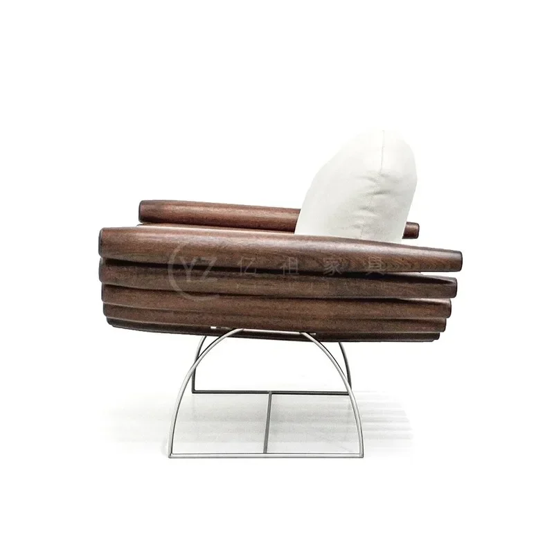 P Nordic، كرسي أريكة من الخشب الصلب، شرفة غرفة المعيشة المنزلية، الترفيه، كرسي فردي معدني